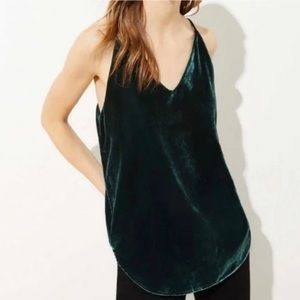 Loft green velvet tank size small petite